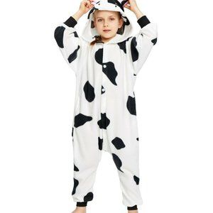 Unisex Kids Cow Cosplay One-Piece Pajamas- Plush O